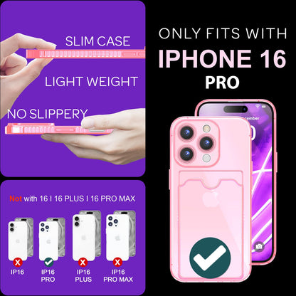 NALIA Neon Silikonhülle für iPhone 16 Pro – Kartenfach & Knallige Signal-Farbe – CARDPOP (Anti-Shock Handyhülle) – Marke aus Berlin