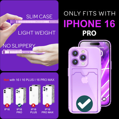 NALIA Neon Silikonhülle für iPhone 16 Pro – Kartenfach & Knallige Signal-Farbe – CARDPOP (Anti-Shock Handyhülle) – Marke aus Berlin