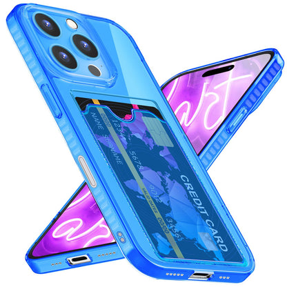 NALIA Neon Silikonhülle für iPhone 16 Pro Max – Kartenfach & Knallige Signal-Farbe – CARDPOP (Anti-Shock Handyhülle) – Marke aus Berlin