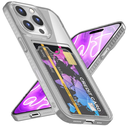 NALIA Neon Silikonhülle für iPhone 16 Pro Max – Kartenfach & Knallige Signal-Farbe – CARDPOP (Anti-Shock Handyhülle) – Marke aus Berlin