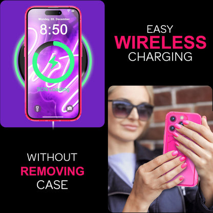 NALIA Neon Silikonhülle für iPhone 16 Pro Max – Kartenfach & Knallige Signal-Farbe – CARDPOP (Anti-Shock Handyhülle) – Marke aus Berlin