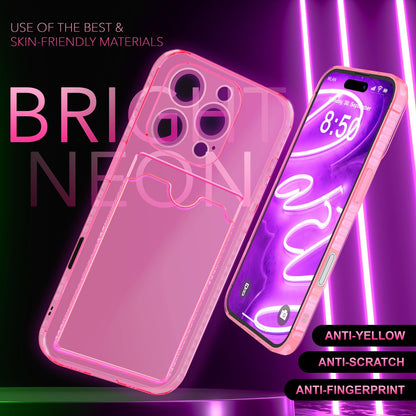 NALIA Neon Silikonhülle für iPhone 16 Pro Max – Kartenfach & Knallige Signal-Farbe – CARDPOP (Anti-Shock Handyhülle) – Marke aus Berlin