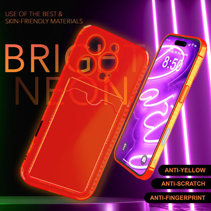 NALIA Neon Silikonhülle für iPhone 16 Pro Max – Kartenfach & Knallige Signal-Farbe – CARDPOP (Anti-Shock Handyhülle) – Marke aus Berlin