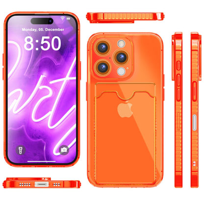 NALIA Neon Silikonhülle für iPhone 16 Pro Max – Kartenfach & Knallige Signal-Farbe – CARDPOP (Anti-Shock Handyhülle) – Marke aus Berlin