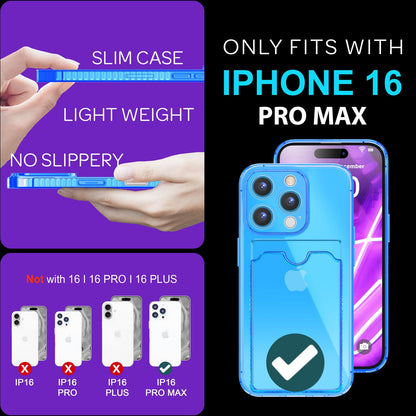 NALIA Neon Silikonhülle für iPhone 16 Pro Max – Kartenfach & Knallige Signal-Farbe – CARDPOP (Anti-Shock Handyhülle) – Marke aus Berlin
