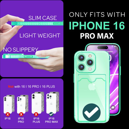 NALIA Neon Silikonhülle für iPhone 16 Pro Max – Kartenfach & Knallige Signal-Farbe – CARDPOP (Anti-Shock Handyhülle) – Marke aus Berlin