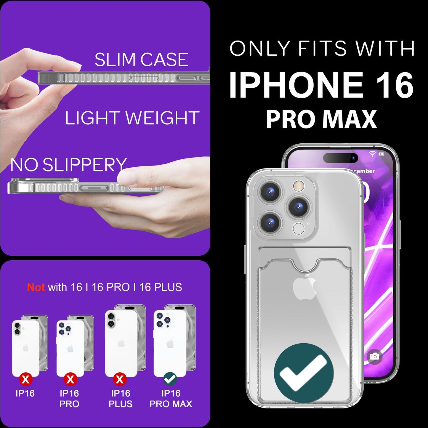 NALIA Neon Silikonhülle für iPhone 16 Pro Max – Kartenfach & Knallige Signal-Farbe – CARDPOP (Anti-Shock Handyhülle) – Marke aus Berlin