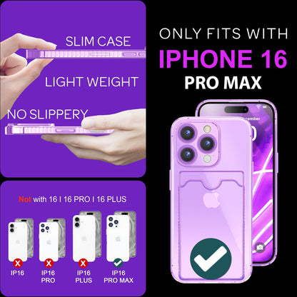 NALIA Neon Silikonhülle für iPhone 16 Pro Max – Kartenfach & Knallige Signal-Farbe – CARDPOP (Anti-Shock Handyhülle) – Marke aus Berlin