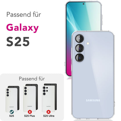 NALIA Transparente Silikonhülle für Samsung Galaxy S25 – Anti-Gelb & Rutschfest – GLAZE (Handyhülle Kristallklar, Schlank & Stoßfest) – Marke aus Berlin