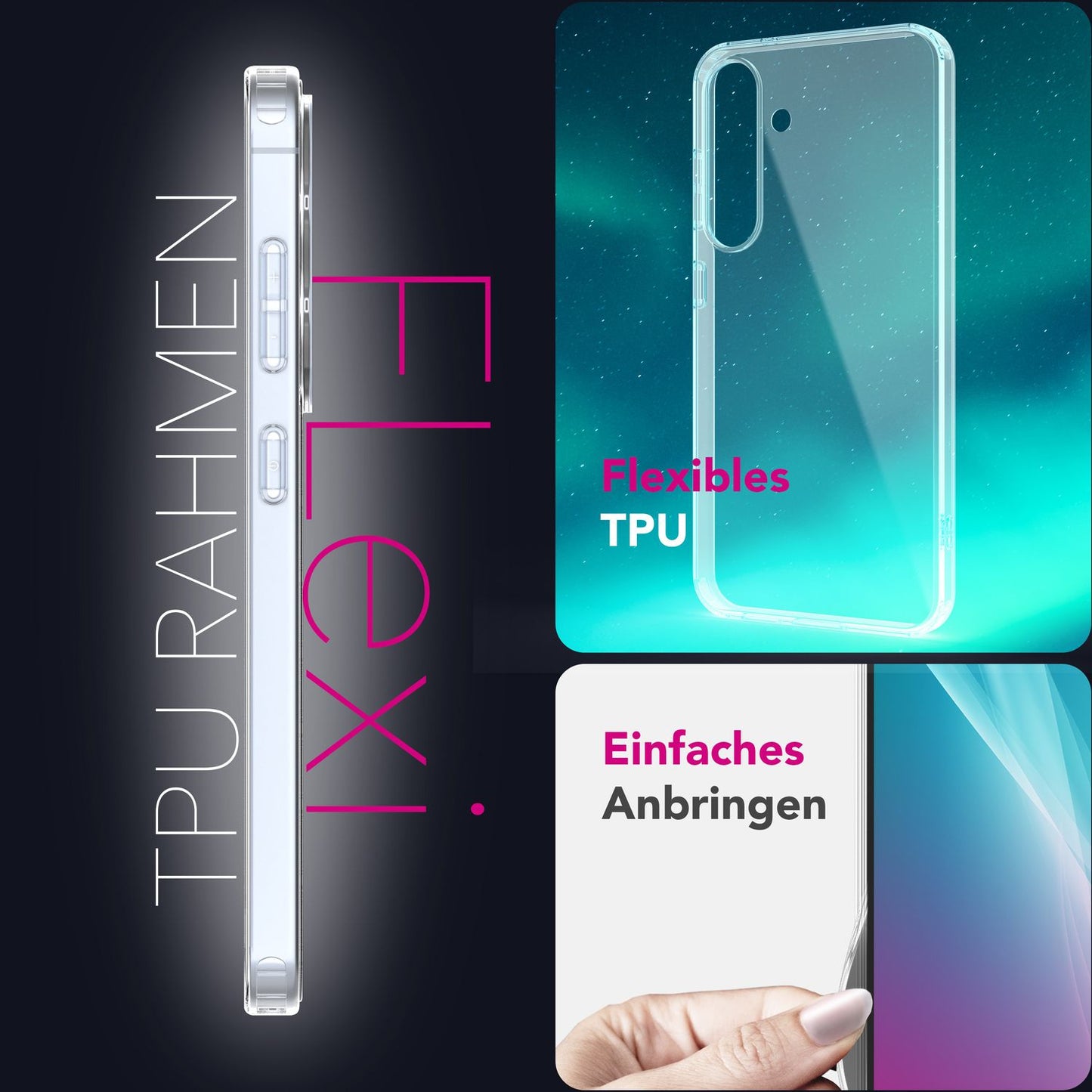 NALIA Transparente Silikonhülle für Samsung Galaxy S25 Plus – Anti-Gelb & Rutschfest – GLAZE (Handyhülle Kristallklar, Schlank & Stoßfest) – Marke aus Berlin