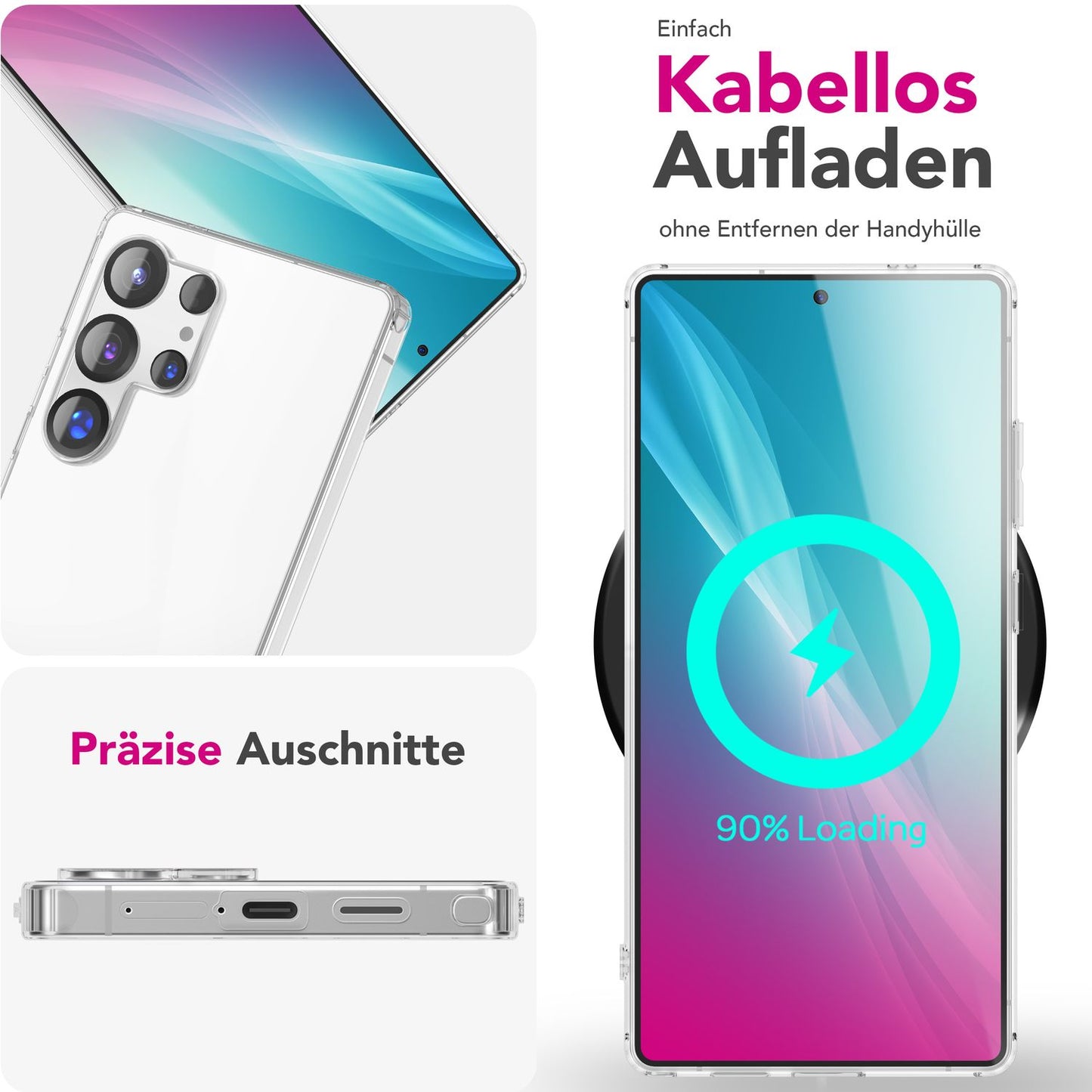 NALIA Transparente Silikonhülle für Samsung Galaxy S25 Ultra – Anti-Gelb & Rutschfest – GLAZE (Handyhülle Kristallklar, Schlank & Stoßfest) – Marke aus Berlin