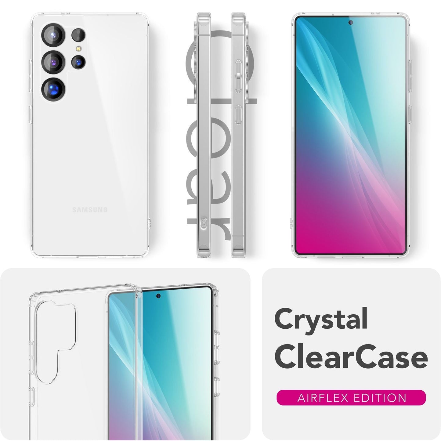 NALIA Transparente Silikonhülle für Samsung Galaxy S25 Ultra – Anti-Gelb & Rutschfest – GLAZE (Handyhülle Kristallklar, Schlank & Stoßfest) – Marke aus Berlin