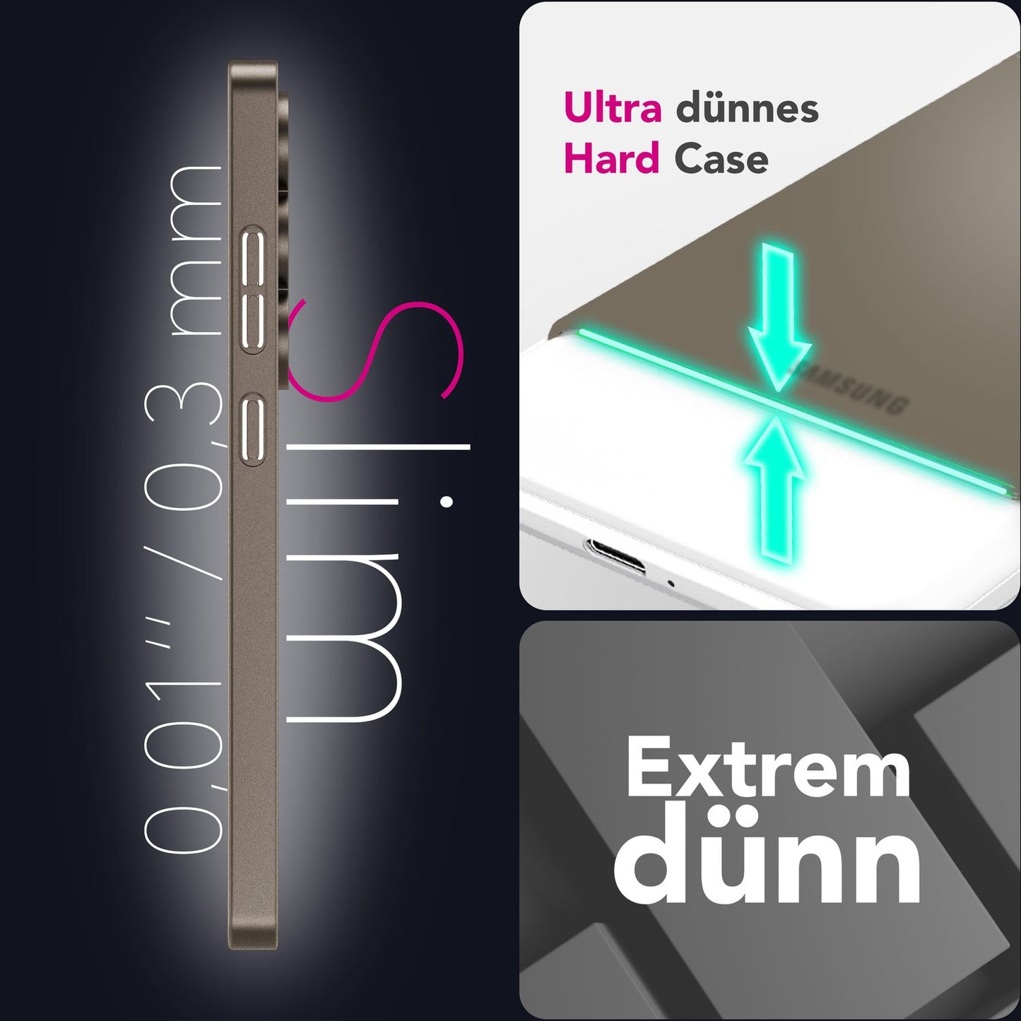 NALIA Ultra Slim Hardcase für Samsung Galaxy S25 Plus – Matt & 0.3mm Dünn – PHANTOM (Dünnes Cover & Kamera-Vollschutz) – Marke aus Berlin