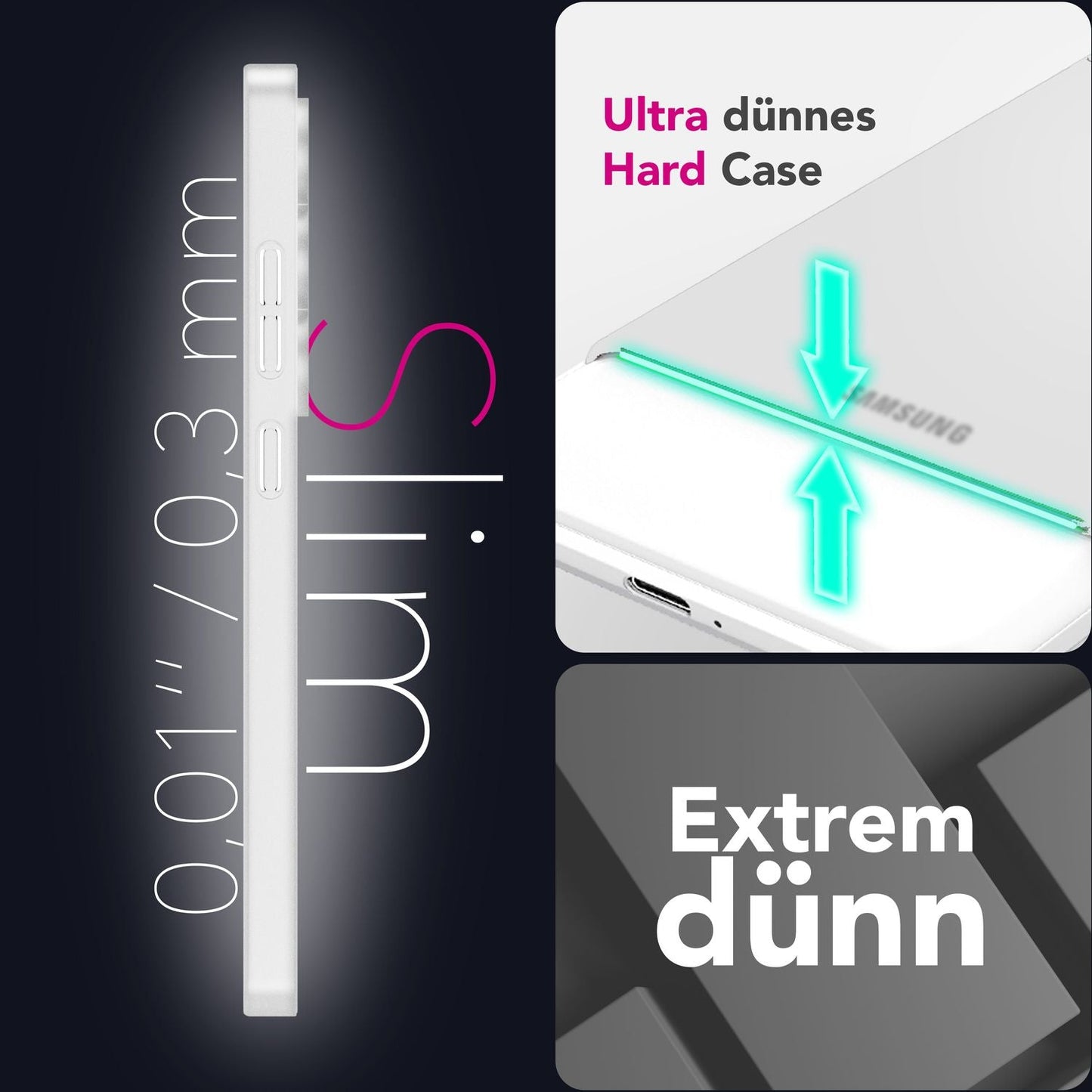 NALIA Ultra Slim Hardcase für Samsung Galaxy S25 Plus – Matt & 0.3mm Dünn – PHANTOM (Dünnes Cover & Kamera-Vollschutz) – Marke aus Berlin