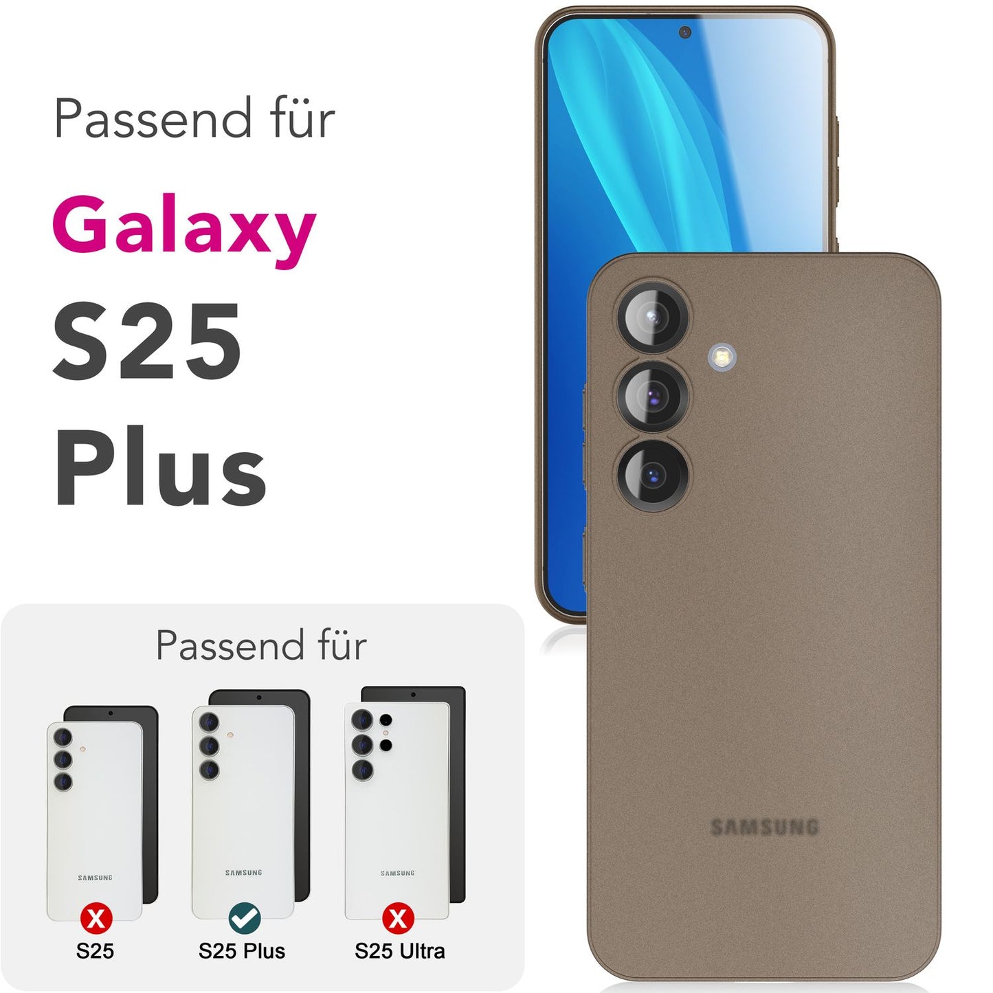NALIA Ultra Slim Hardcase für Samsung Galaxy S25 Plus – Matt & 0.3mm Dünn – PHANTOM (Dünnes Cover & Kamera-Vollschutz) – Marke aus Berlin