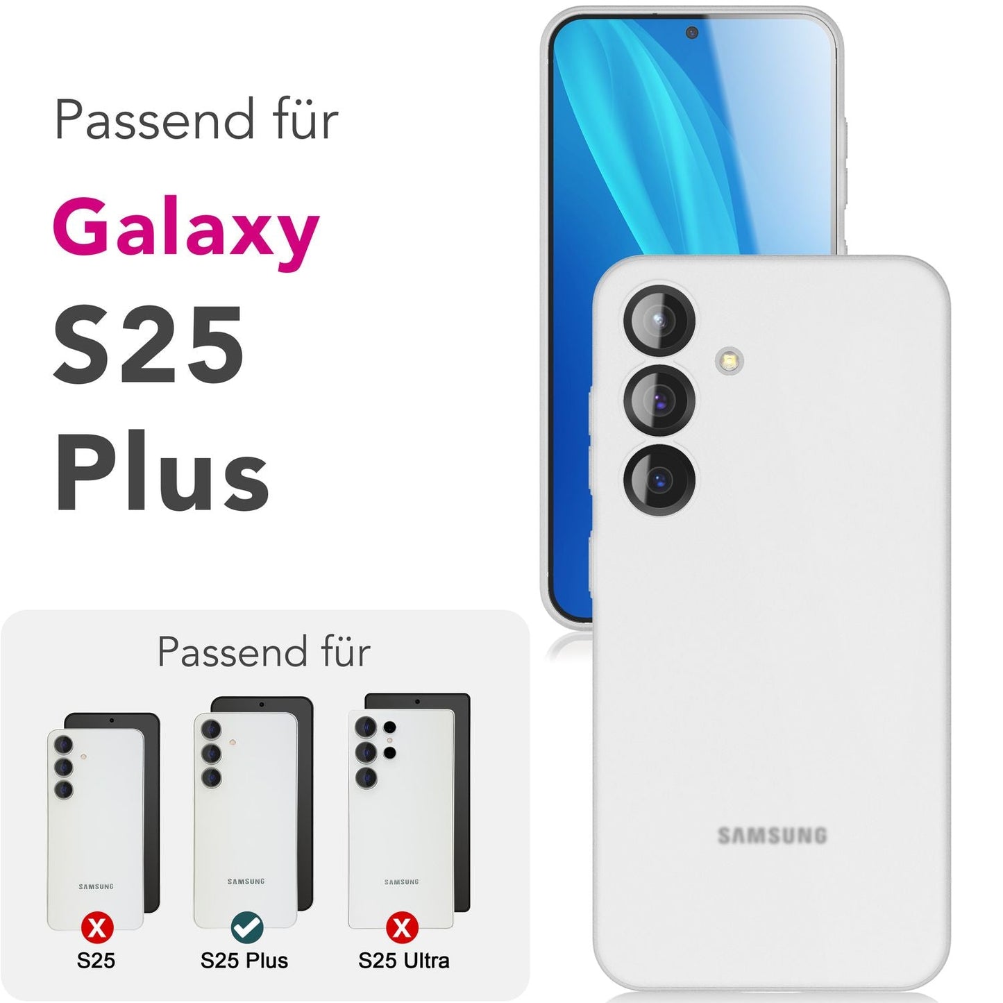 NALIA Ultra Slim Hardcase für Samsung Galaxy S25 Plus – Matt & 0.3mm Dünn – PHANTOM (Dünnes Cover & Kamera-Vollschutz) – Marke aus Berlin