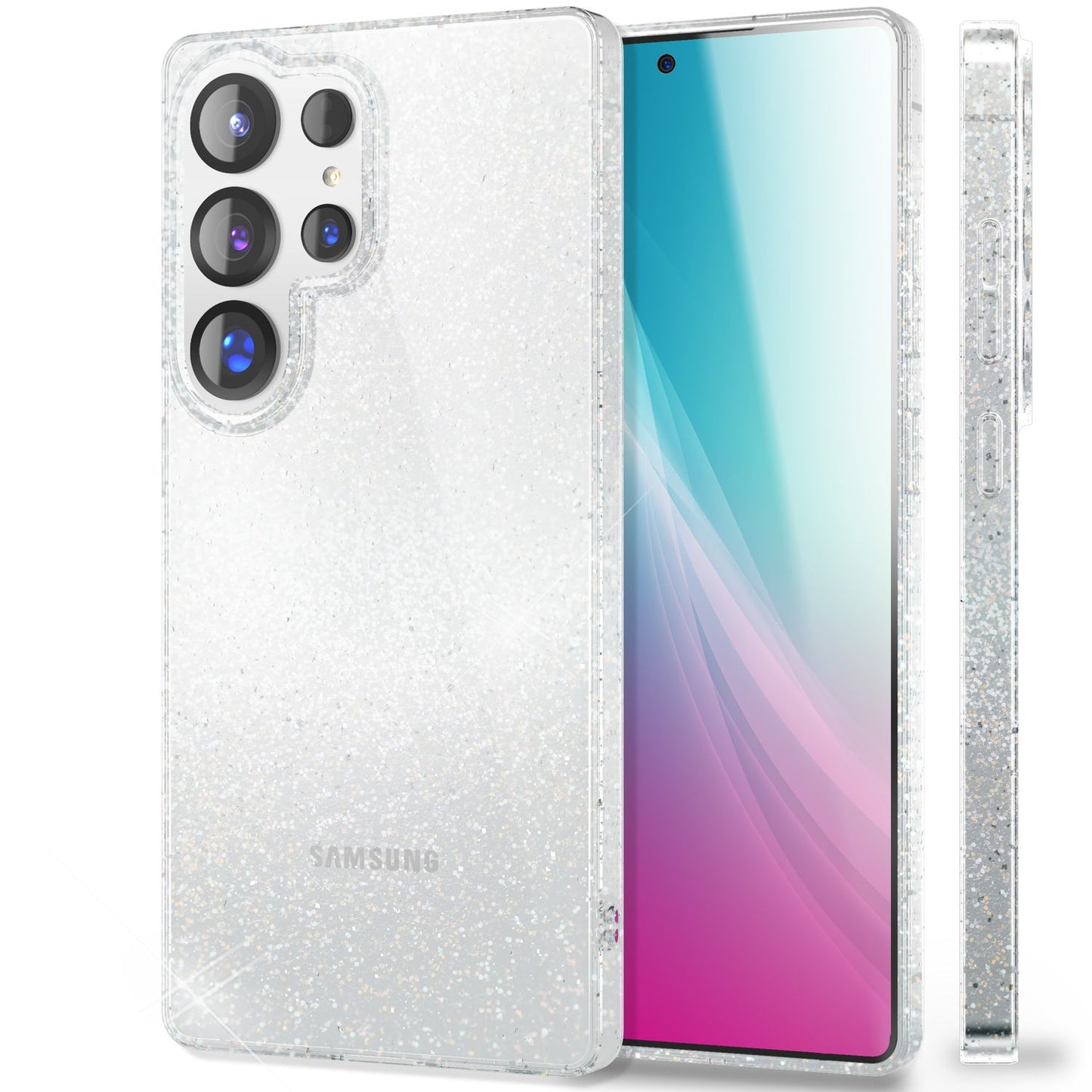NALIA Glitzerhülle für Samsung Galaxy S25 Ultra – Funkelndes Silikon Case – DAZZLIN (Transparent & Stoßfest) – Marke aus Berlin
