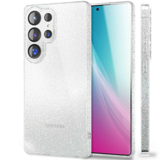 NALIA Glitzerhülle für Samsung Galaxy S25 Ultra – Funkelndes Silikon Case – DAZZLIN (Transparent & Stoßfest) – Marke aus Berlin