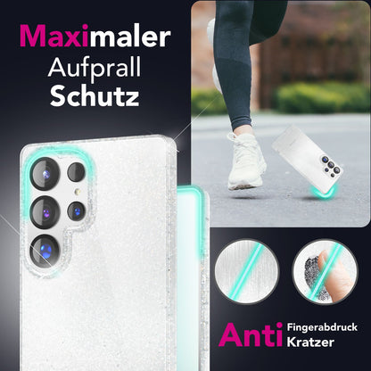 NALIA Glitzerhülle für Samsung Galaxy S25 Ultra – Funkelndes Silikon Case – DAZZLIN (Transparent & Stoßfest) – Marke aus Berlin