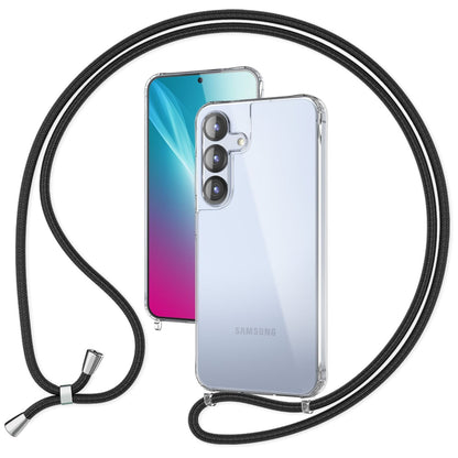 NALIA Handykette für Samsung Galaxy S25 Plus – Transparentes Hybrid-Case & Band – HANGIT PRO (Anti-Gelb Rückseite & Verstellbar) – Marke aus Berlin