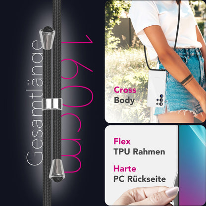 NALIA Handykette für Samsung Galaxy S25 Ultra – Transparentes Hybrid-Case & Band – HANGIT PRO (Anti-Gelb Rückseite & Verstellbar) – Marke aus Berlin