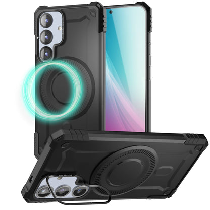 NALIA Magnetische Panzerhülle für Samsung Galaxy S25 – MagSafe kompatibel & Kamera-Stand – GRANITE (Outdoor Schutzhülle Stoßfest) – Marke aus Berlin