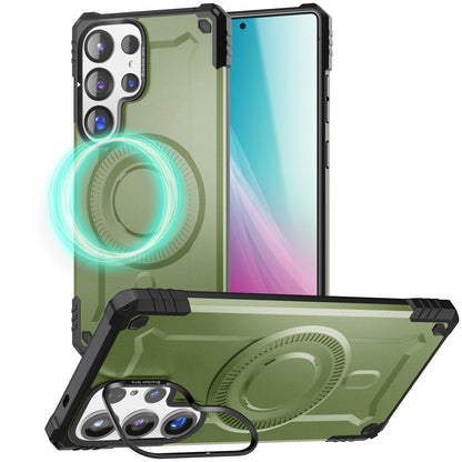 NALIA Magnetische Panzerhülle für Samsung Galaxy S25 Ultra – MagSafe kompatibel & Kamera-Stand – GRANITE (Outdoor Schutzhülle Stoßfest) – Marke aus Berlin