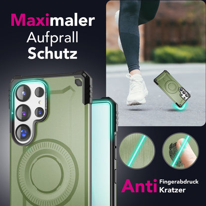 NALIA Magnetische Panzerhülle für Samsung Galaxy S25 Ultra – MagSafe kompatibel & Kamera-Stand – GRANITE (Outdoor Schutzhülle Stoßfest) – Marke aus Berlin