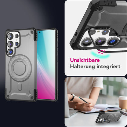 NALIA Magnetische Panzerhülle für Samsung Galaxy S25 Ultra – MagSafe kompatibel & Kamera-Stand – GRANITE (Outdoor Schutzhülle Stoßfest) – Marke aus Berlin