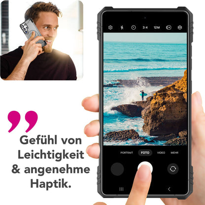 NALIA Magnetische Panzerhülle für Samsung Galaxy S25 Ultra – MagSafe kompatibel & Kamera-Stand – GRANITE (Outdoor Schutzhülle Stoßfest) – Marke aus Berlin