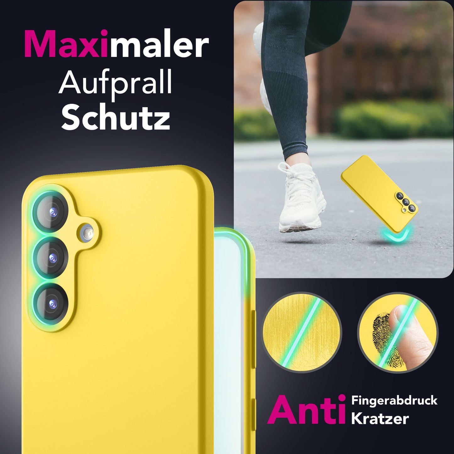 NALIA Silikonhülle für Samsung Galaxy S25 – Kameraschutz & Innenfutter – PHOENIX (Soft-Touch Case) – Marke aus Berlin