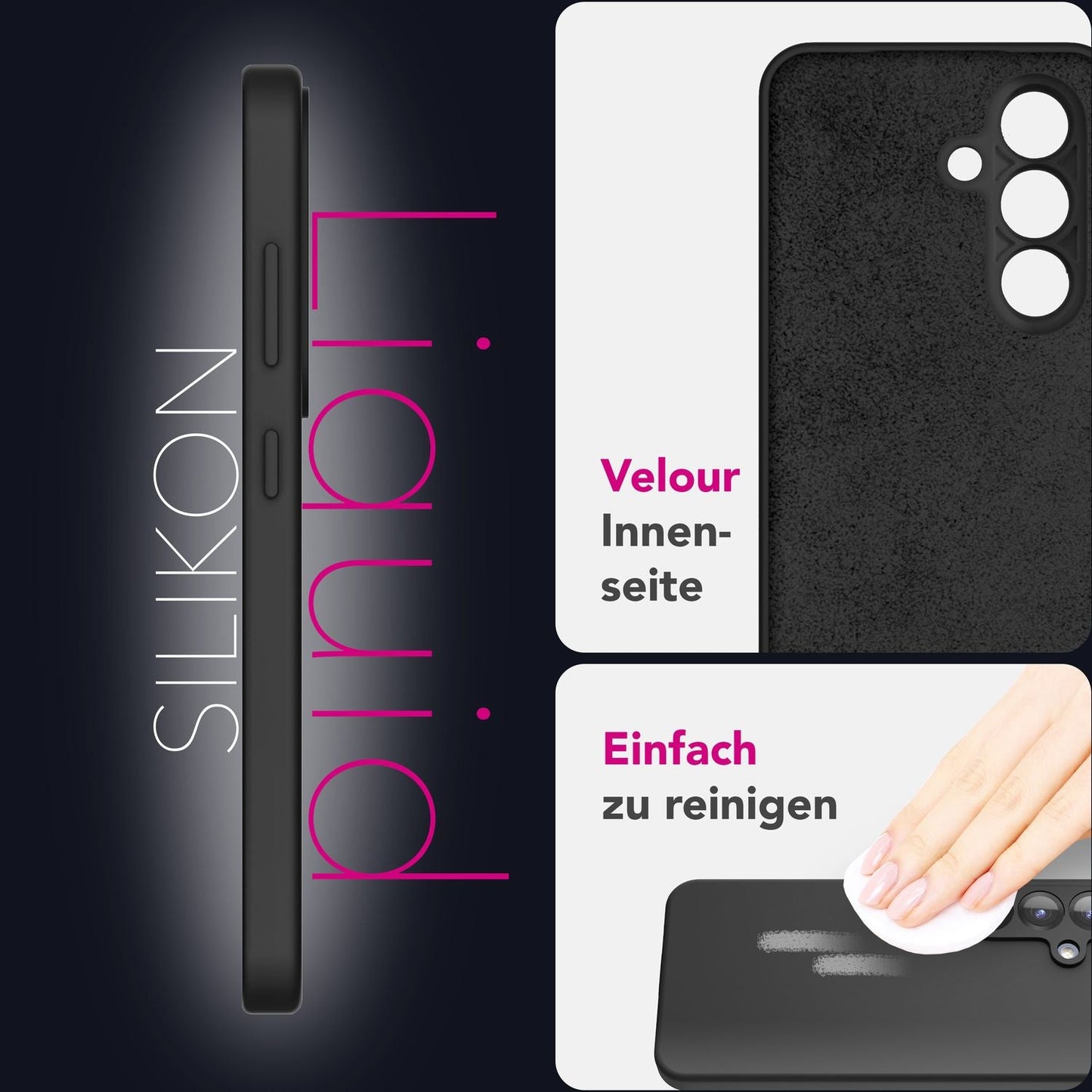 NALIA Silikonhülle für Samsung Galaxy S25 – Kameraschutz & Innenfutter – PHOENIX (Soft-Touch Case) – Marke aus Berlin