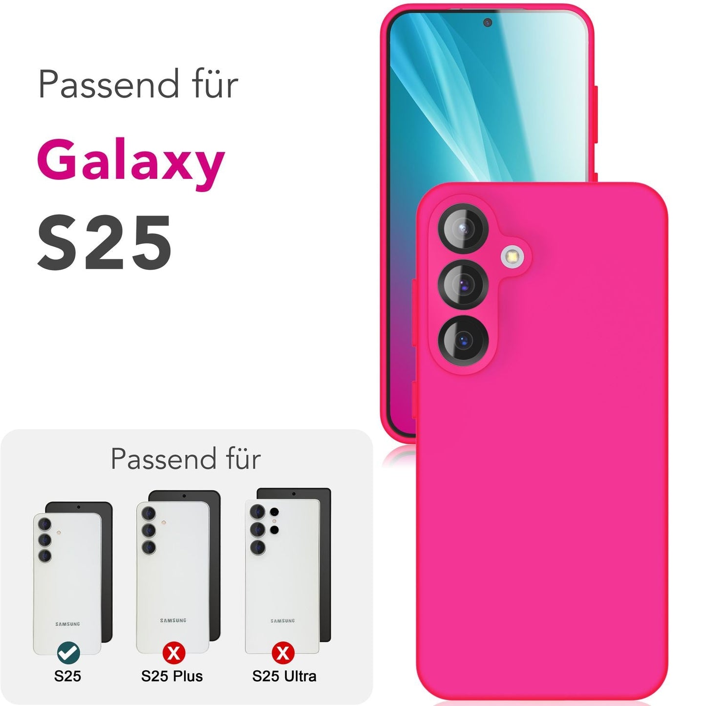 NALIA Silikonhülle für Samsung Galaxy S25 – Kameraschutz & Innenfutter – PHOENIX (Soft-Touch Case) – Marke aus Berlin