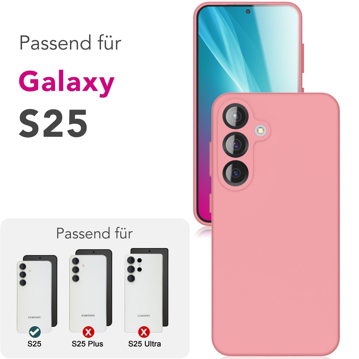 NALIA Silikonhülle für Samsung Galaxy S25 – Kameraschutz & Innenfutter – PHOENIX (Soft-Touch Case) – Marke aus Berlin