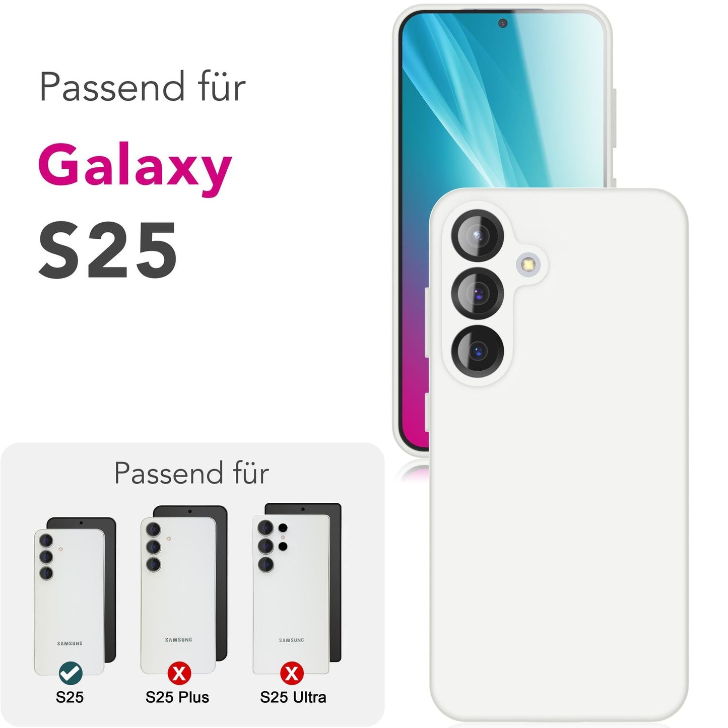 NALIA Silikonhülle für Samsung Galaxy S25 – Kameraschutz & Innenfutter – PHOENIX (Soft-Touch Case) – Marke aus Berlin