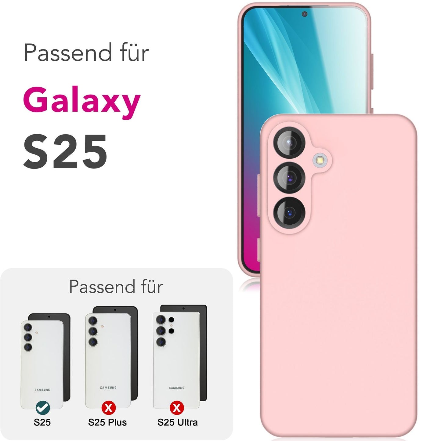 NALIA Silikonhülle für Samsung Galaxy S25 – Kameraschutz & Innenfutter – PHOENIX (Soft-Touch Case) – Marke aus Berlin