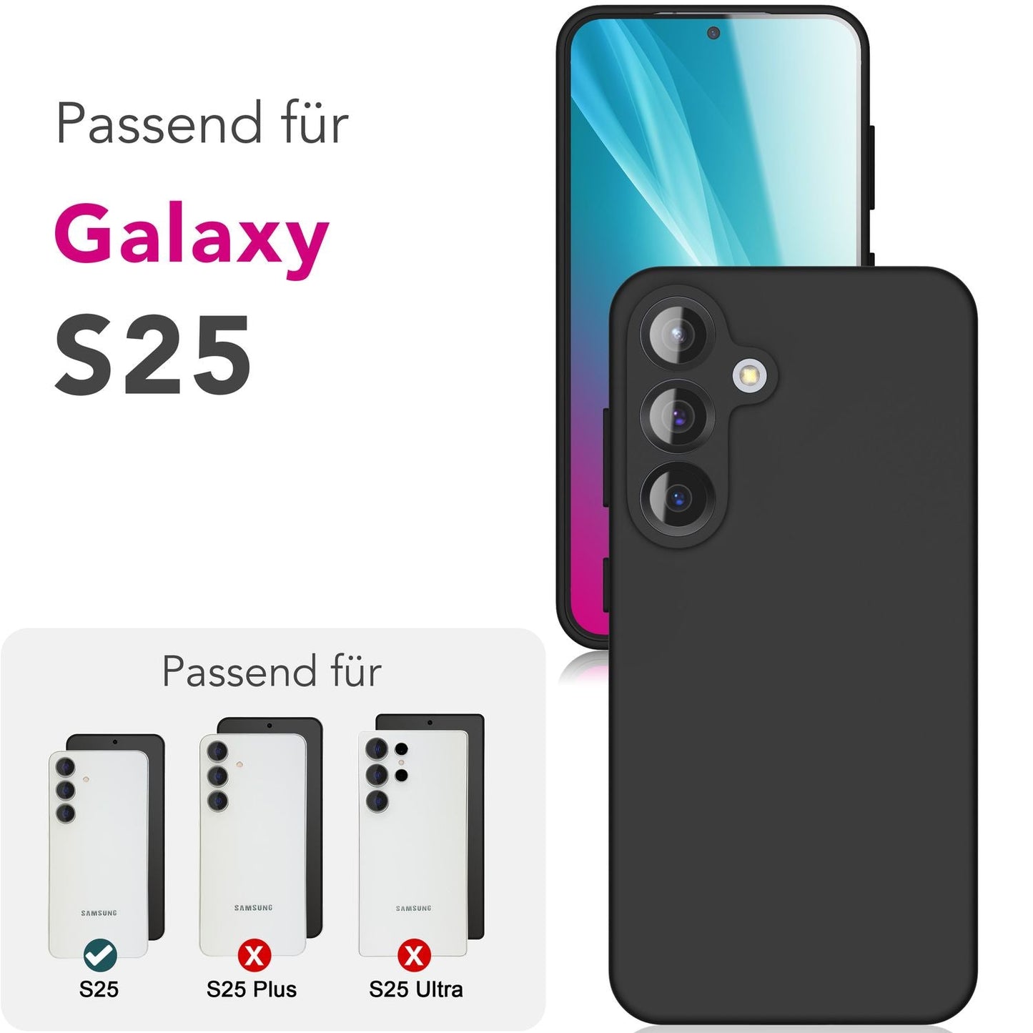NALIA Silikonhülle für Samsung Galaxy S25 – Kameraschutz & Innenfutter – PHOENIX (Soft-Touch Case) – Marke aus Berlin