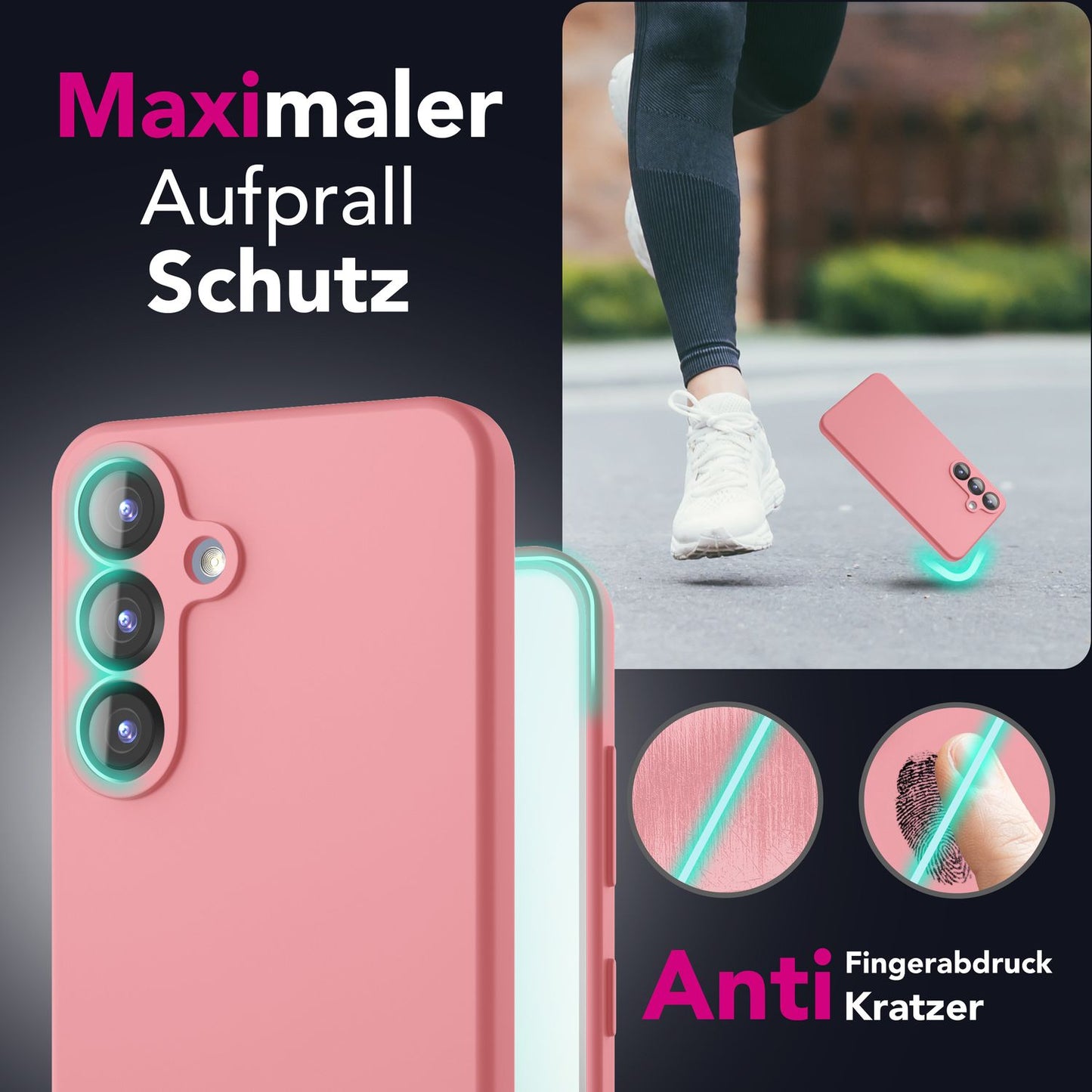 NALIA Silikonhülle für Samsung Galaxy S25 Plus – Kameraschutz & Innenfutter – PHOENIX (Soft-Touch Case) – Marke aus Berlin