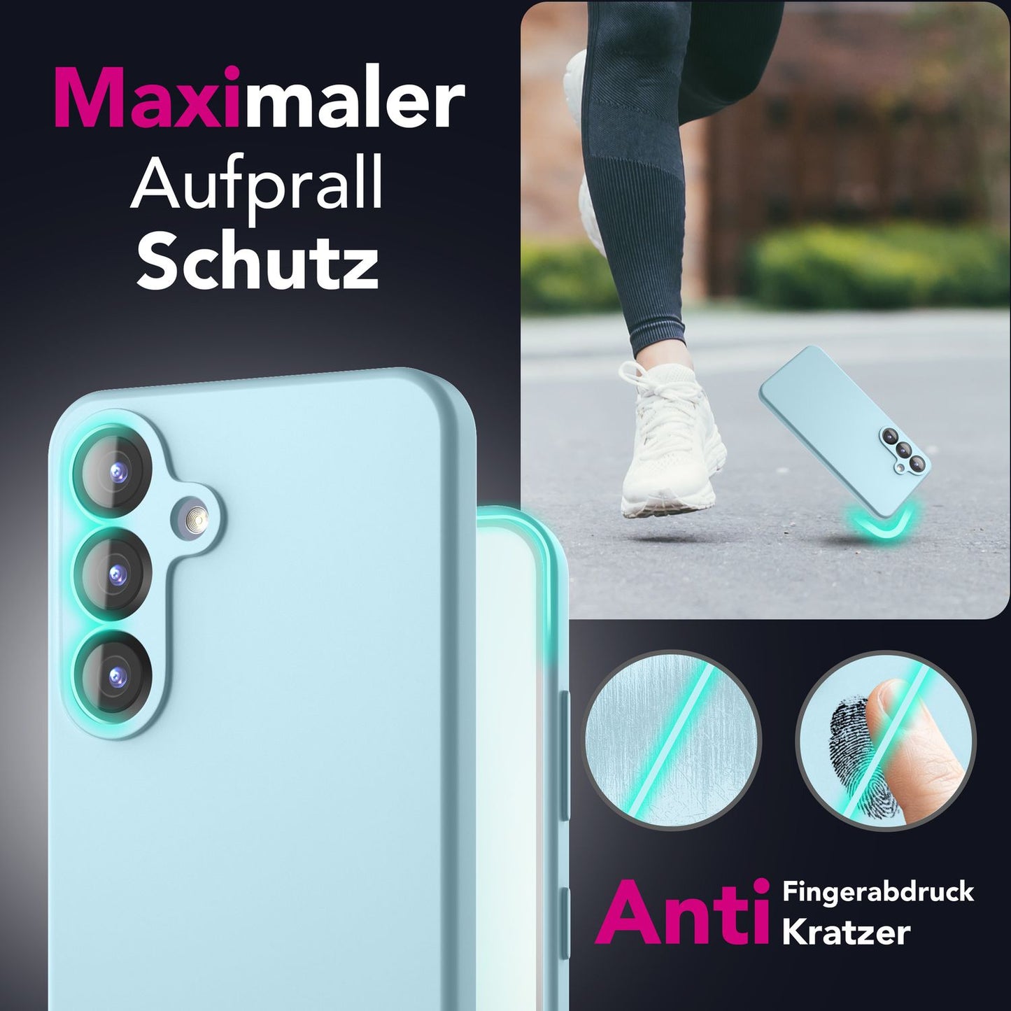 NALIA Silikonhülle für Samsung Galaxy S25 Plus – Kameraschutz & Innenfutter – PHOENIX (Soft-Touch Case) – Marke aus Berlin