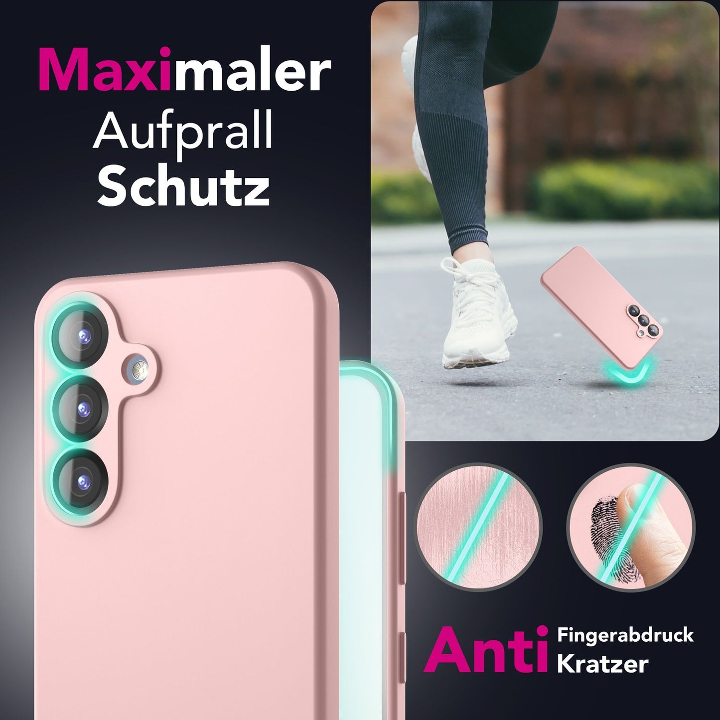 NALIA Silikonhülle für Samsung Galaxy S25 Plus – Kameraschutz & Innenfutter – PHOENIX (Soft-Touch Case) – Marke aus Berlin