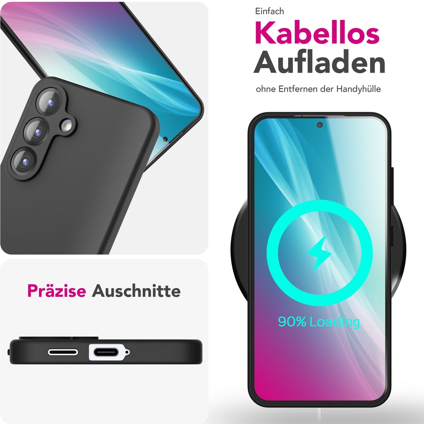NALIA Silikonhülle für Samsung Galaxy S25 Plus – Kameraschutz & Innenfutter – PHOENIX (Soft-Touch Case) – Marke aus Berlin