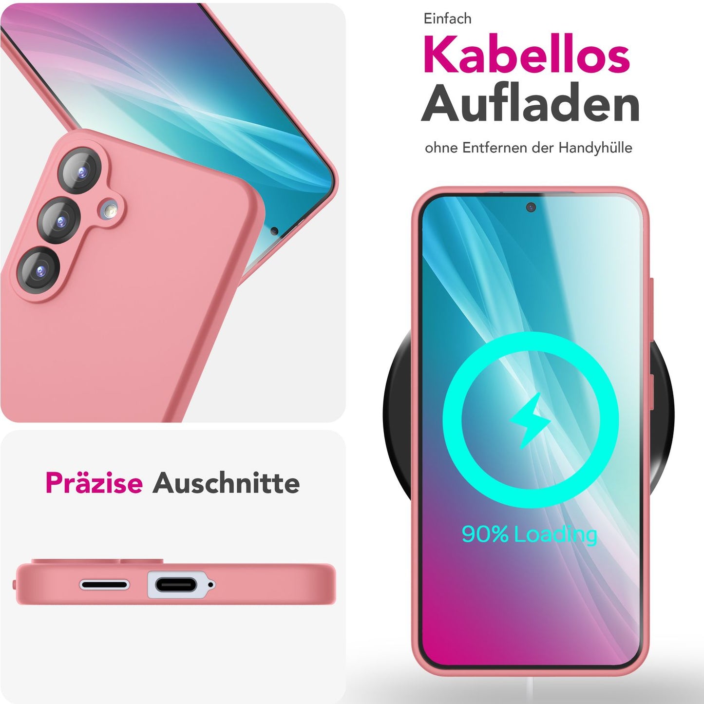 NALIA Silikonhülle für Samsung Galaxy S25 Plus – Kameraschutz & Innenfutter – PHOENIX (Soft-Touch Case) – Marke aus Berlin