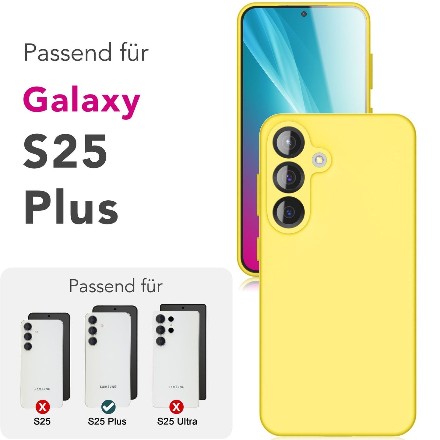 NALIA Silikonhülle für Samsung Galaxy S25 Plus – Kameraschutz & Innenfutter – PHOENIX (Soft-Touch Case) – Marke aus Berlin