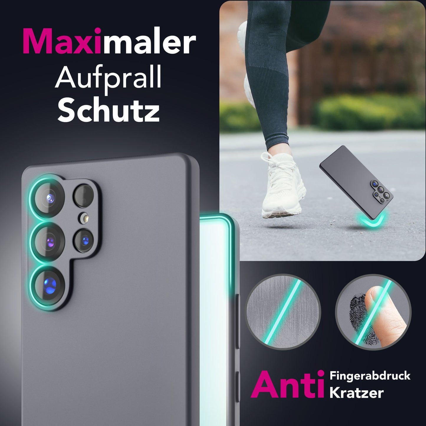 NALIA Silikonhülle für Samsung Galaxy S25 Ultra – Kameraschutz & Innenfutter – PHOENIX (Soft-Touch Case) – Marke aus Berlin
