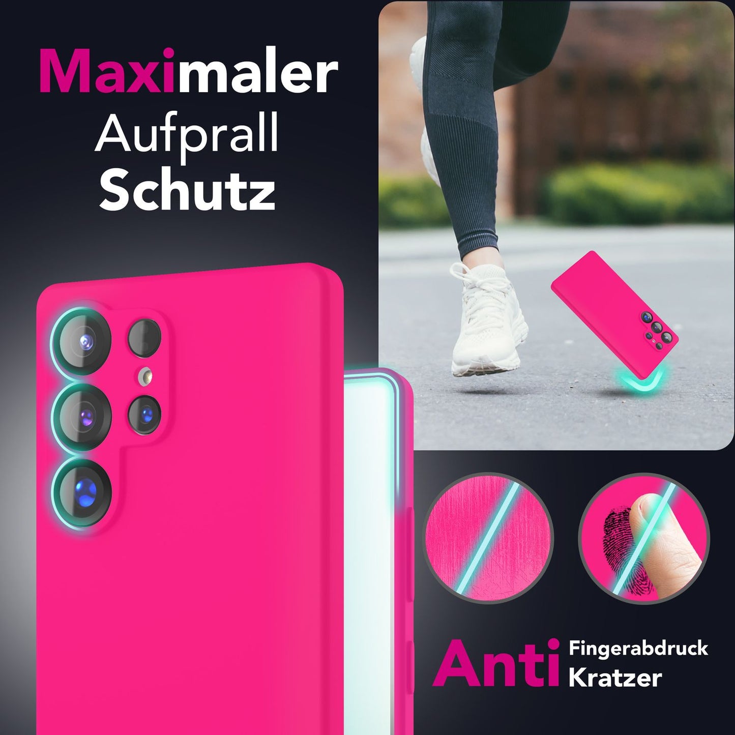 NALIA Silikonhülle für Samsung Galaxy S25 Ultra – Kameraschutz & Innenfutter – PHOENIX (Soft-Touch Case) – Marke aus Berlin
