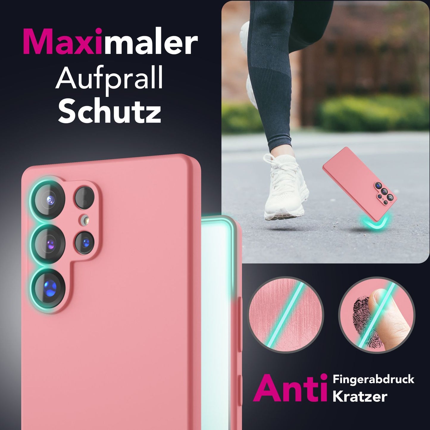 NALIA Silikonhülle für Samsung Galaxy S25 Ultra – Kameraschutz & Innenfutter – PHOENIX (Soft-Touch Case) – Marke aus Berlin