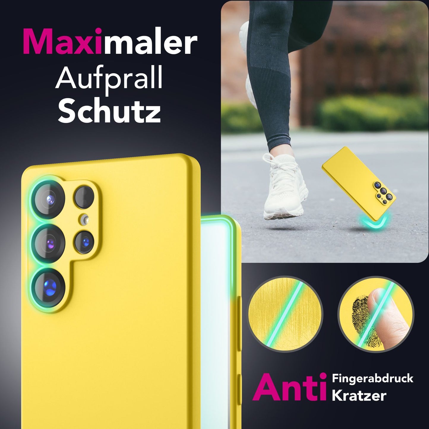 NALIA Silikonhülle für Samsung Galaxy S25 Ultra – Kameraschutz & Innenfutter – PHOENIX (Soft-Touch Case) – Marke aus Berlin