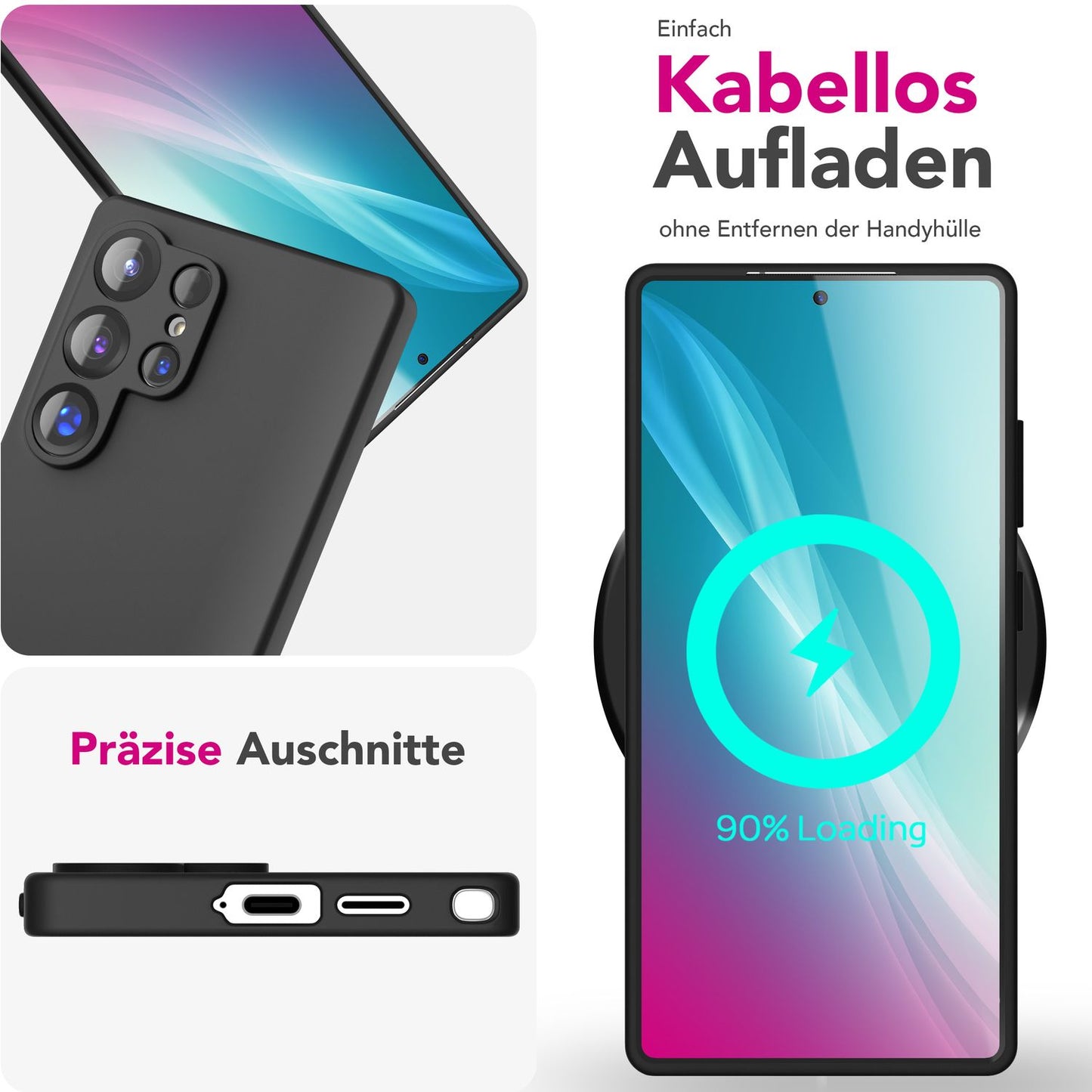 NALIA Silikonhülle für Samsung Galaxy S25 Ultra – Kameraschutz & Innenfutter – PHOENIX (Soft-Touch Case) – Marke aus Berlin