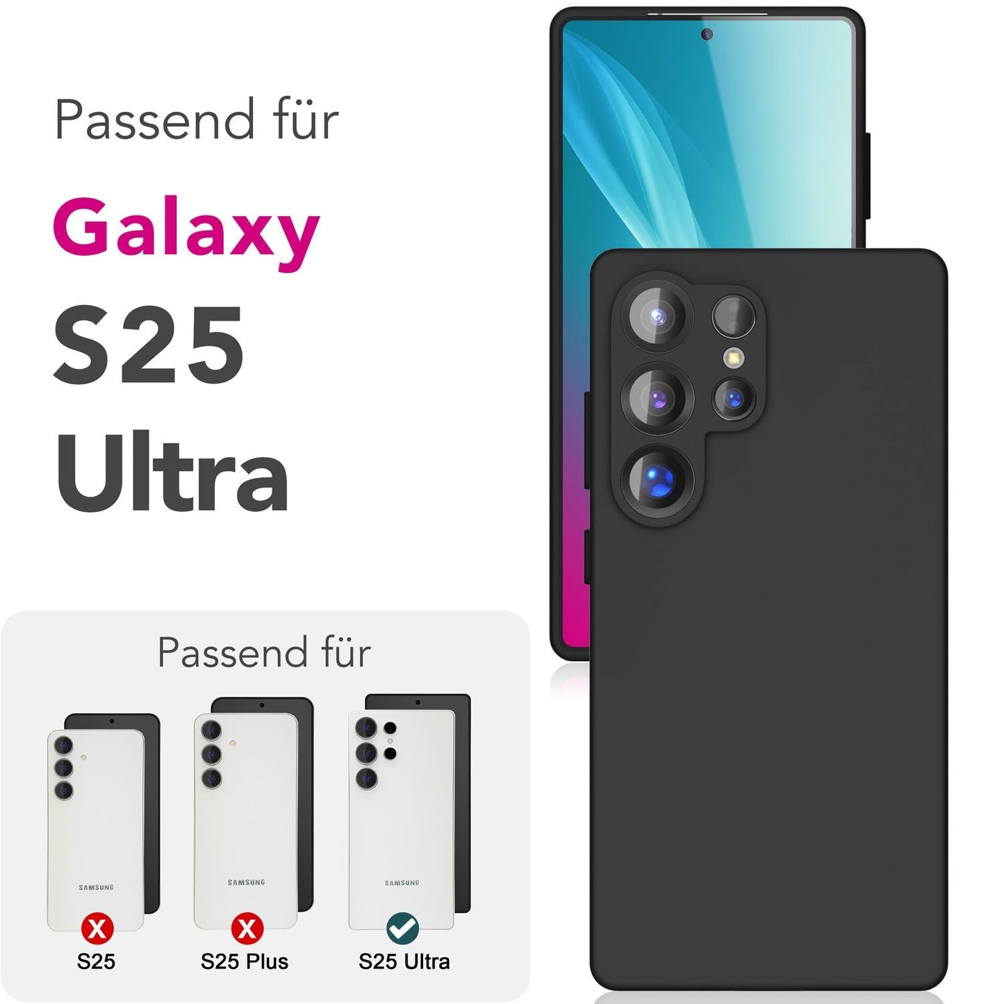NALIA Silikonhülle für Samsung Galaxy S25 Ultra – Kameraschutz & Innenfutter – PHOENIX (Soft-Touch Case) – Marke aus Berlin