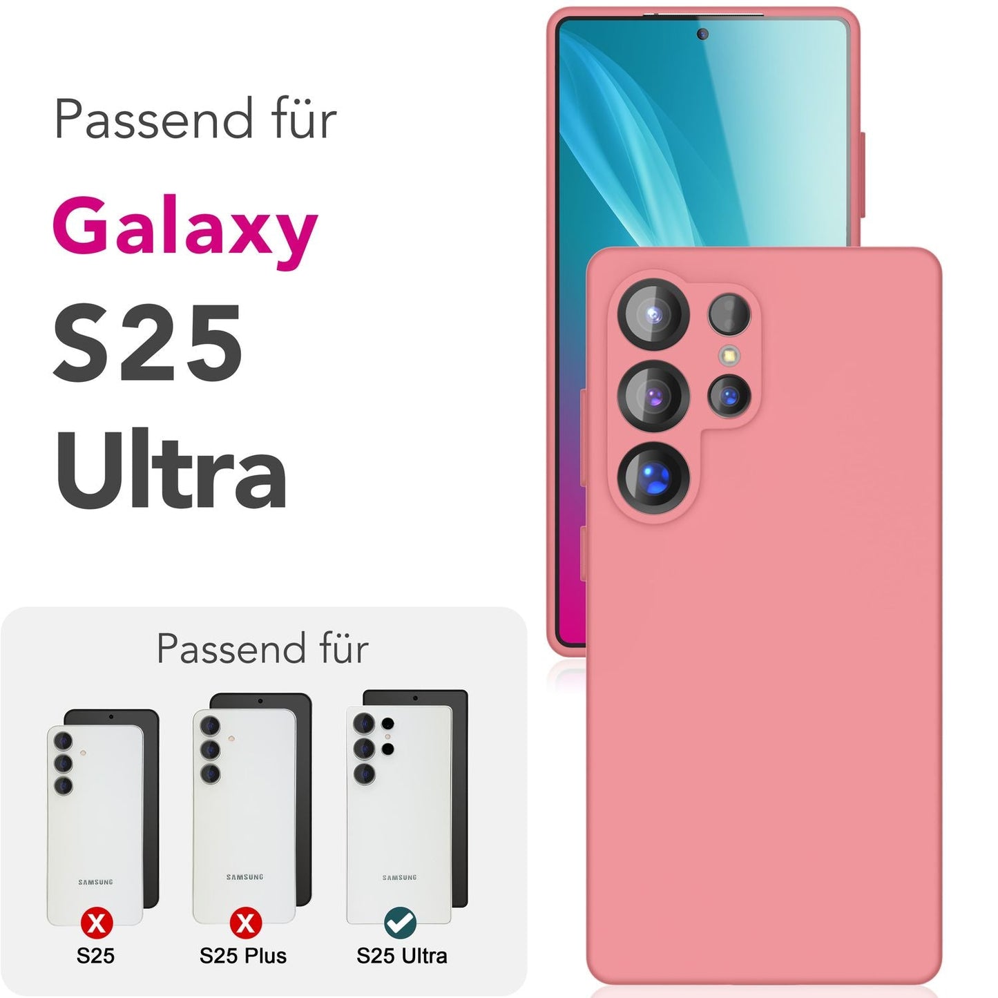 NALIA Silikonhülle für Samsung Galaxy S25 Ultra – Kameraschutz & Innenfutter – PHOENIX (Soft-Touch Case) – Marke aus Berlin